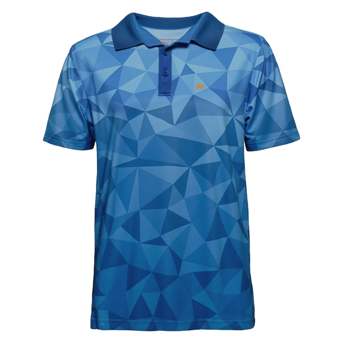 FORSBERG Funktions-Poloshirt blauer Allover-Polygonprint Verlauf - 1