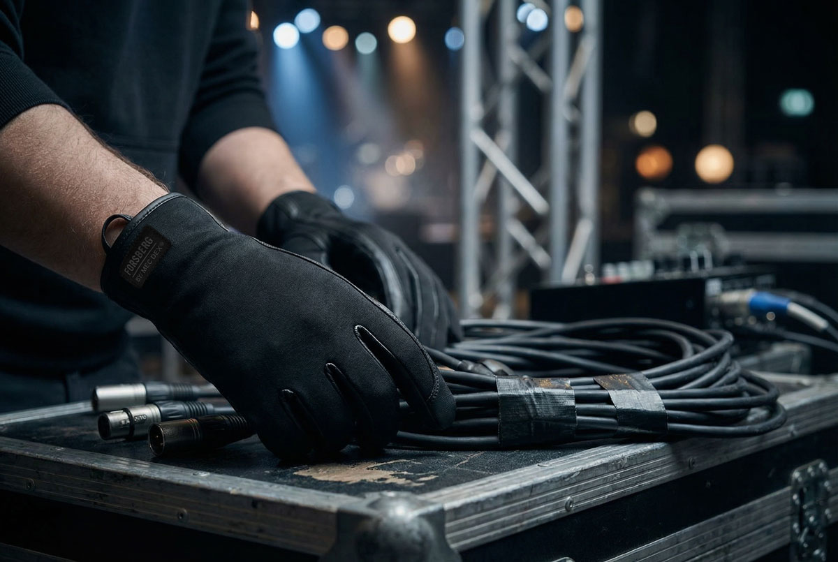 Handschuhe, Kabel, Audio Kabel, Bühne, Stage